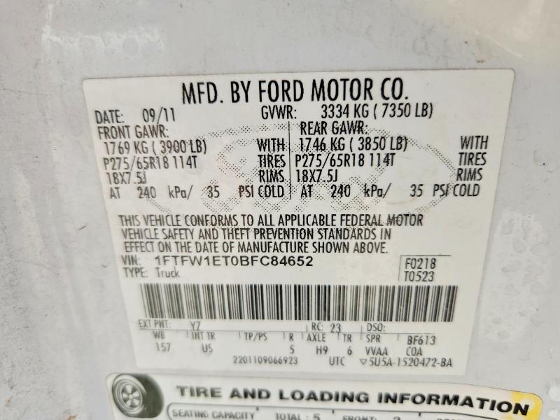 Aukcja sprzedaży 2011 Ford F150, vin: 1FTFW1ET0BFC84652, numer aukcji: 52947486
