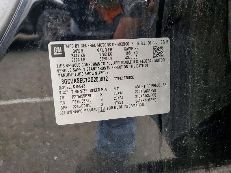 Aukcja sprzedaży 2016 Chevrolet Silverado, vin: 3GCUKSEC7GG250612, numer aukcji: 46947736