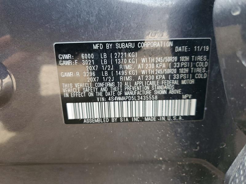 Продаж на аукціоні авто 2020 Subaru Ascent, vin: 4S4WMAPD5L3435558, номер лоту: 51971206