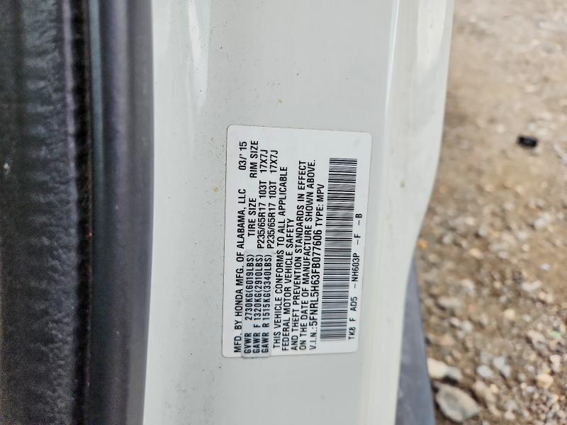 53155946 :رقم المزاد ، 5FNRL5H63FB077606 vin ، 2015 Honda Odyssey مزاد بيع
