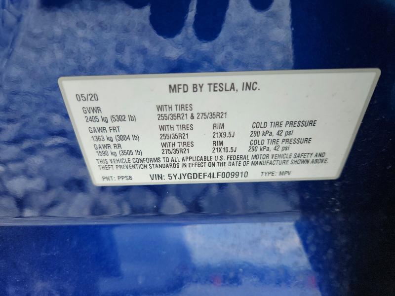 Aukcja sprzedaży 2020 Tesla Model Y, vin: 5YJYGDEF4LF009910, numer aukcji: 54829286