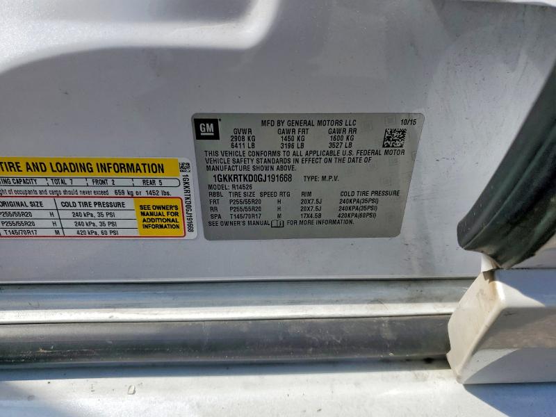 2016 Gmc Acadia მანქანა იყიდება აუქციონზე, vin: 1GKKRTKD0GJ191668, აუქციონის ნომერი: 54076726