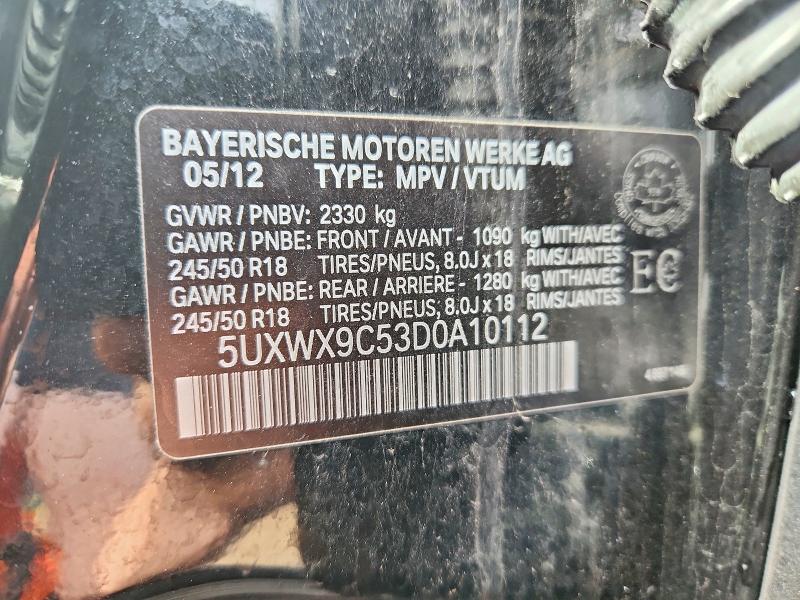 Aukcja sprzedaży 2013 Bmw X3, vin: 5UXWX9C53D0A10112, numer aukcji: 53017996