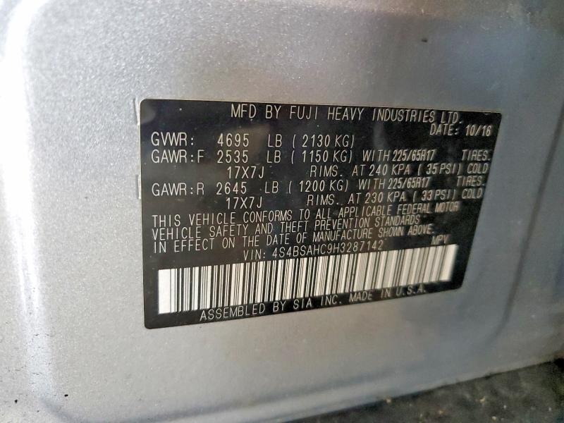 Продажа на аукционе авто 2017 Subaru Outback, vin: 4S4BSAHC9H3287142, номер лота: 54769416
