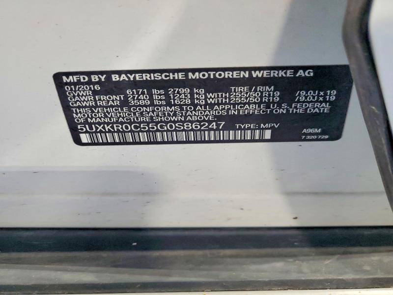 2016 Bmw X5 მანქანა იყიდება აუქციონზე, vin: 5UXKR0C55G0S86247, აუქციონის ნომერი: 54048576