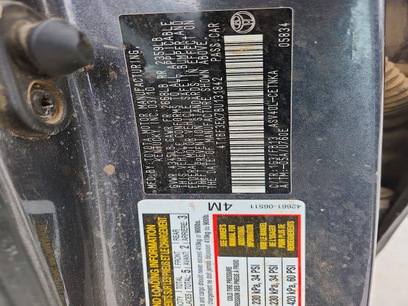 2011 Toyota Camry მანქანა იყიდება აუქციონზე, vin: 4T1BF3EK7BU131842, აუქციონის ნომერი: 54454086