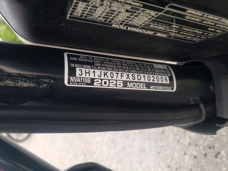 Aukcja sprzedaży 2025 Honda Nva110, vin: 3H1JK07FXSD102006, numer aukcji: 52127906