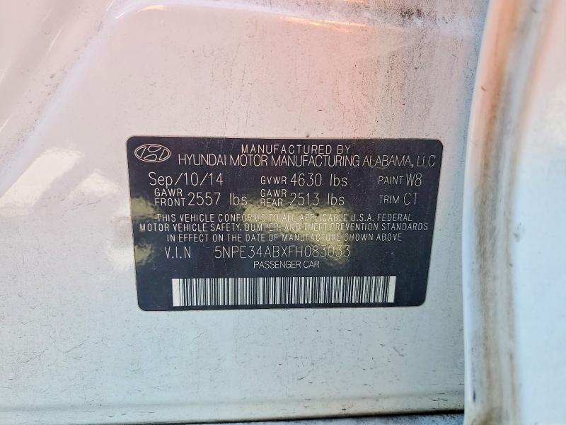 53236436 :رقم المزاد ، 5NPE34ABXFH083033 vin ، 2015 Hyundai Sonata مزاد بيع