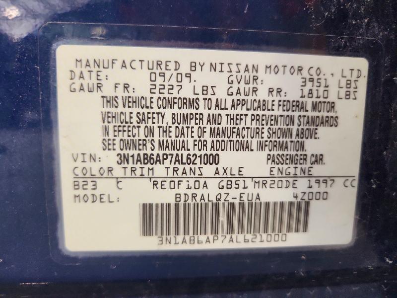 Продажа на аукционе авто 2010 Nissan Sentra, vin: 3N1AB6AP7AL621000, номер лота: 52537696
