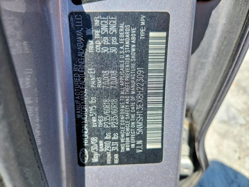 Aukcja sprzedaży 2008 Hyundai Santa Fe, vin: 5NMSH13EX8H223091, numer aukcji: 51346466