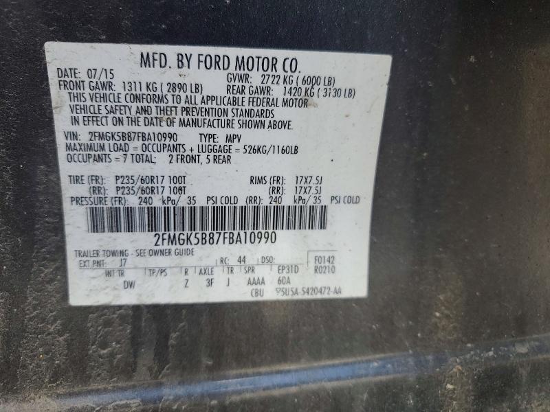 Aukcja sprzedaży 2015 Ford Flex, vin: 2FMGK5B87FBA10990, numer aukcji: 53087136