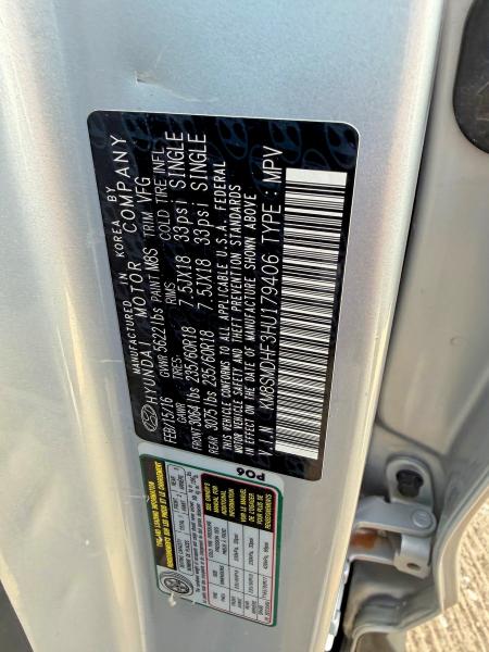 Aukcja sprzedaży 2017 Hyundai Santa Fe, vin: KM8SMDHF3HU179406, numer aukcji: 54003046