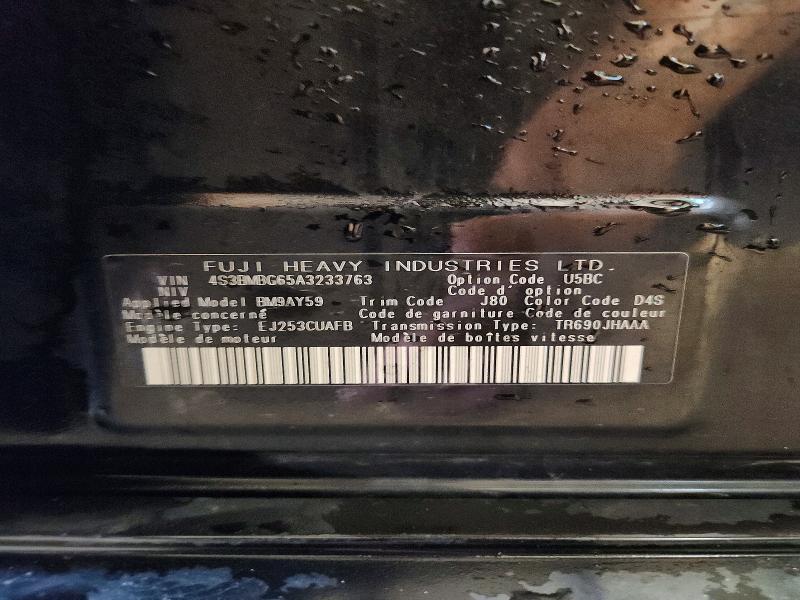 Aukcja sprzedaży 2010 Subaru Legacy, vin: 4S3BMBG65A3233763, numer aukcji: 54839096