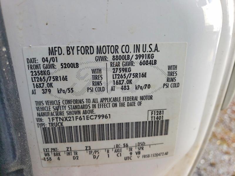 Продажа на аукционе авто 2001 Ford F250, vin: 1FTNX21F61EC79961, номер лота: 54607326
