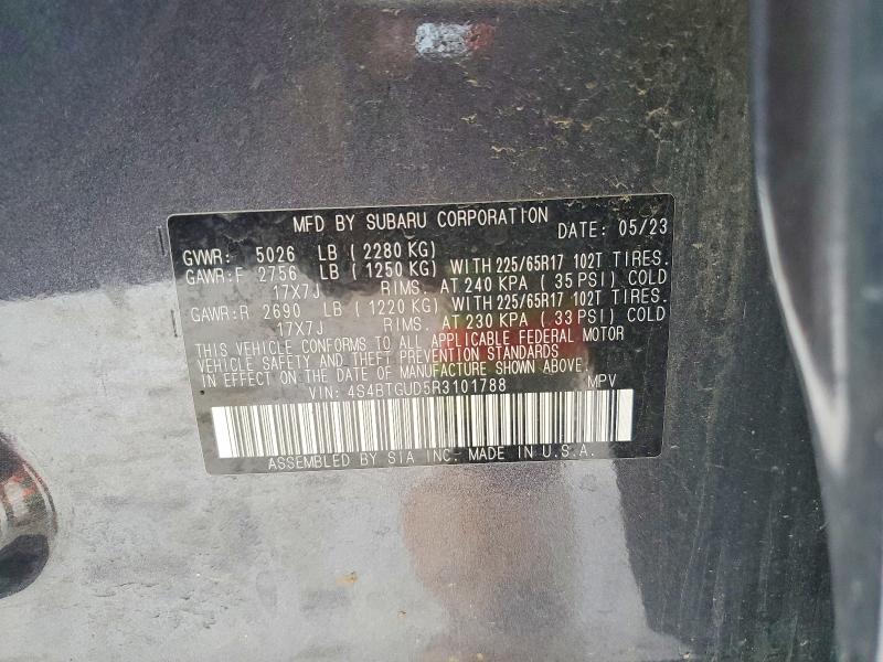 Продаж на аукціоні авто 2024 Subaru Outback, vin: 4S4BTGUD5R3101788, номер лоту: 52063986