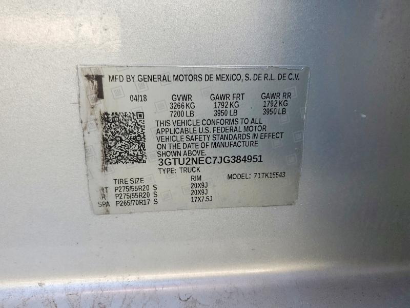 Продаж на аукціоні авто 2018 Gmc Sierra, vin: 3GTU2NEC7JG384951, номер лоту: 54133706