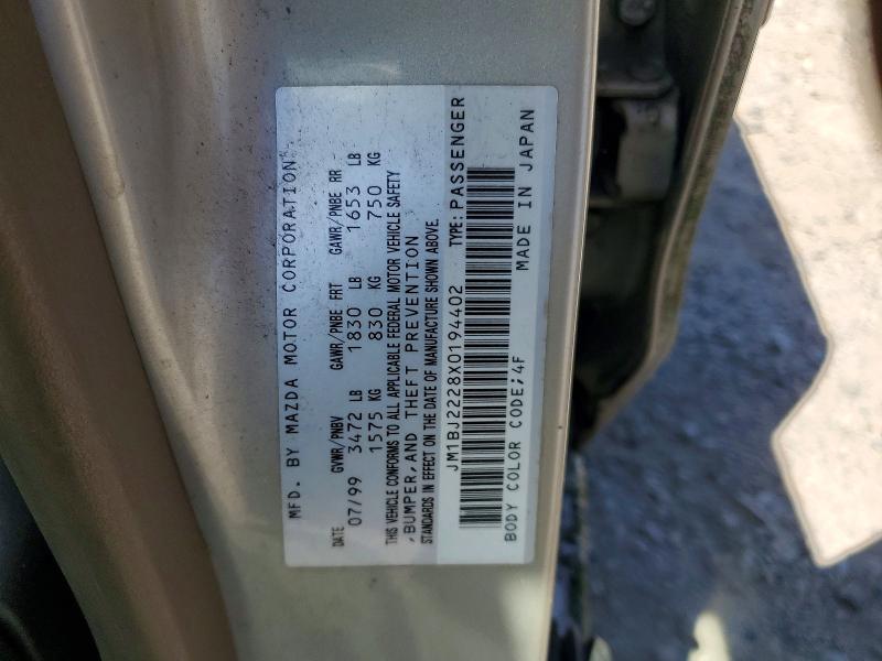 Продаж на аукціоні авто 1999 Mazda Protege, vin: JM1BJ2228X0194402, номер лоту: 54160946