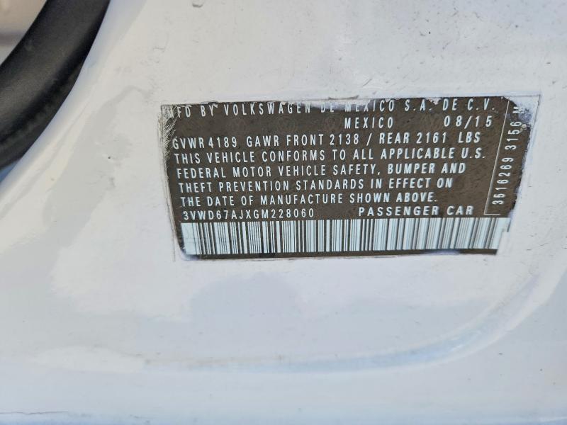 Aukcja sprzedaży 2016 Volkswagen Jetta, vin: 3VWD67AJXGM228060, numer aukcji: 51543596