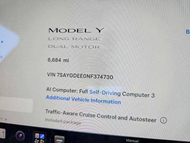 Aukcja sprzedaży 2022 Tesla Model Y, vin: 7SAYGDEE0NF374730, numer aukcji: 55028376