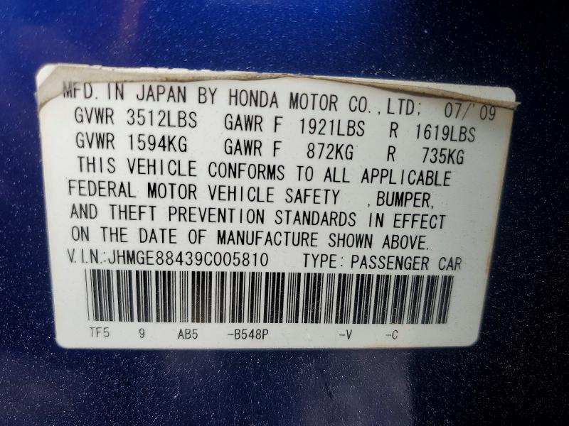 Aukcja sprzedaży 2009 Honda Fit, vin: JHMGE88439C005810, numer aukcji: 53518356