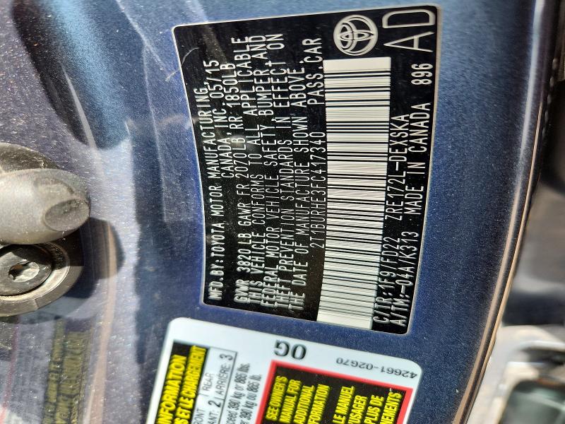 2015 Toyota Corolla მანქანა იყიდება აუქციონზე, vin: 2T1BURHE3FC417340, აუქციონის ნომერი: 55180506