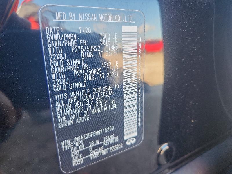 Aukcja sprzedaży 2021 Infiniti Qx80, vin: JN8AZ2BF5M9715899, numer aukcji: 53550446