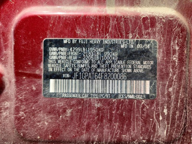 2015 Subaru Impreza მანქანა იყიდება აუქციონზე, vin: JF1GPAT64F8200086, აუქციონის ნომერი: 51994156