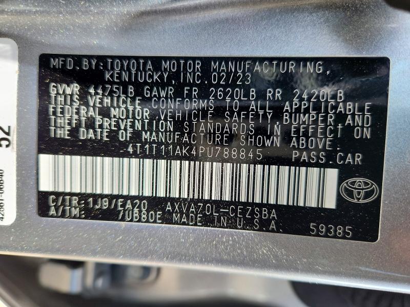 Продажа на аукционе авто 2023 Toyota Camry, vin: 4T1T11AK4PU788845, номер лота: 52044136
