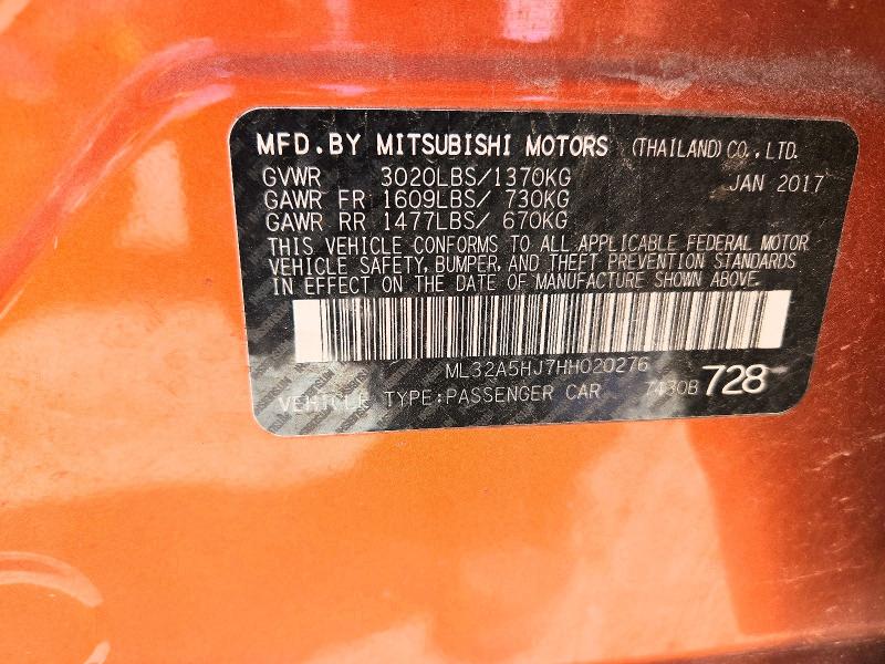 Продаж на аукціоні авто 2017 Mitsubishi Mirage, vin: ML32A5HJ7HH020276, номер лоту: 53162286