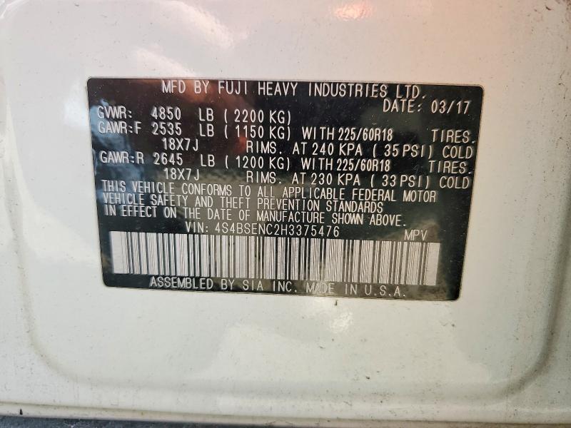 Aukcja sprzedaży 2017 Subaru Outback, vin: 4S4BSENC2H3375476, numer aukcji: 54629996