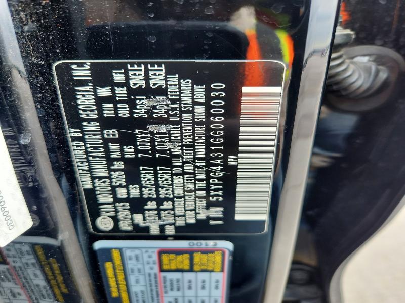 Aukcja sprzedaży 2016 Kia Sorento, vin: 5XYPG4A31GG060030, numer aukcji: 52085816