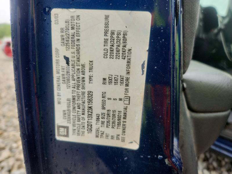 53944026 :رقم المزاد ، 1GCDT13X23K156329 vin ، 2003 Chev S Truck مزاد بيع