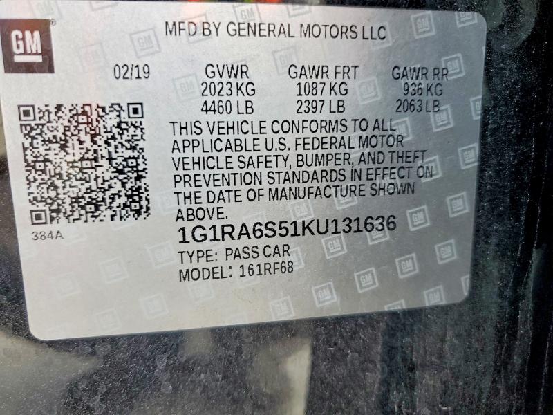 Продажа на аукционе авто 2019 Chevrolet Volt, vin: 1G1RA6S51KU131636, номер лота: 53068506