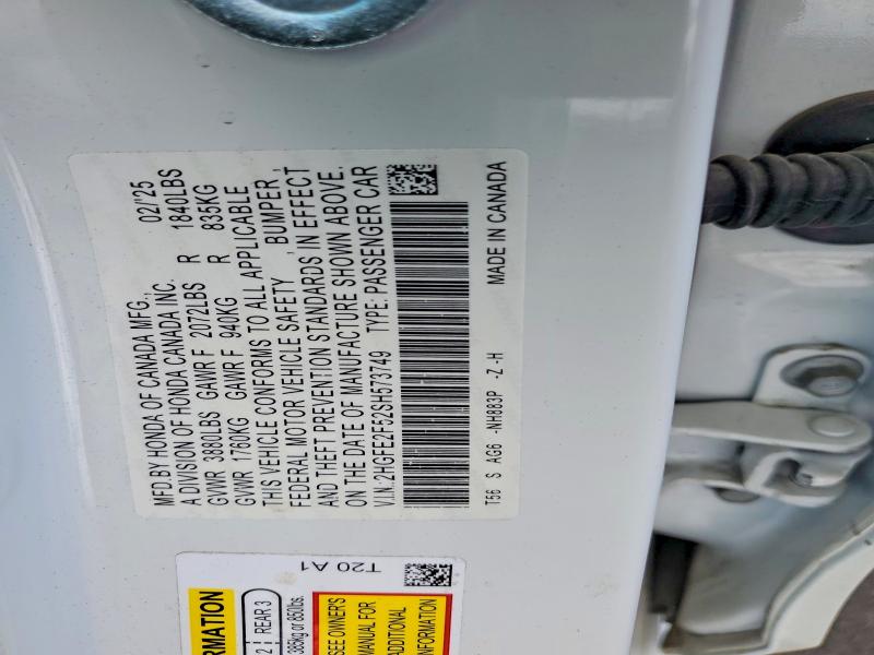 Продаж на аукціоні авто 2025 Honda Civic, vin: 2HGFE2F52SH573749, номер лоту: 55419236