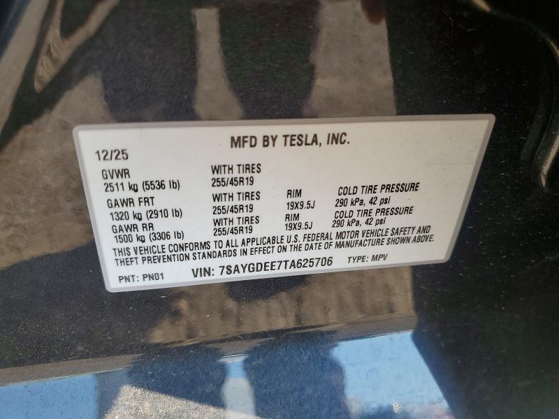 53764486 :رقم المزاد ، 7SAYGDEE7TA625706 vin ، 2026 Tesla Model Y مزاد بيع