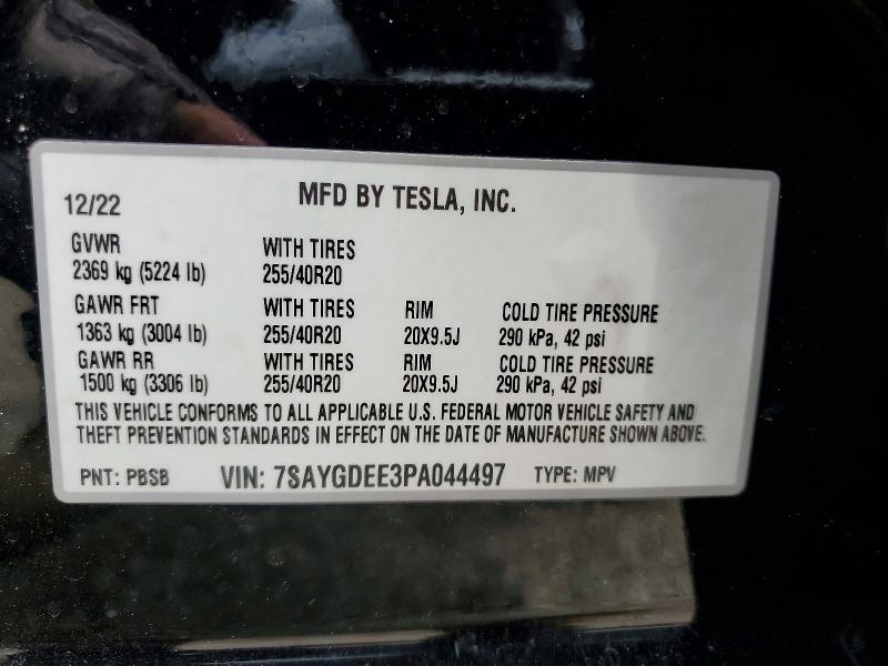 2023 Tesla Model Y მანქანა იყიდება აუქციონზე, vin: 7SAYGDEE3PA044497, აუქციონის ნომერი: 52212766