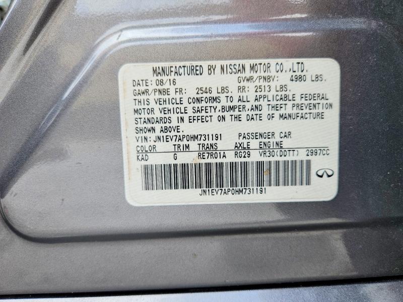 Продаж на аукціоні авто 2017 Infiniti Q50, vin: JN1EV7AP0HM731191, номер лоту: 55111306