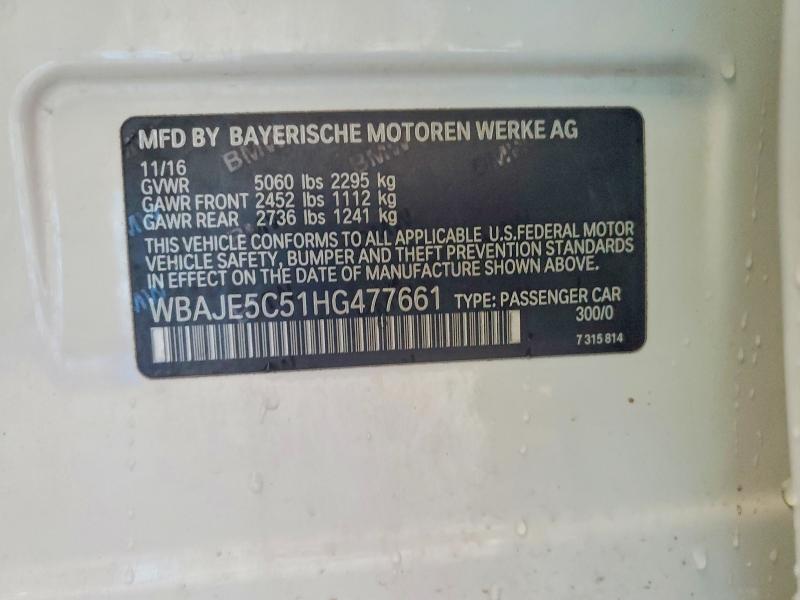 55041136 :رقم المزاد ، WBAJE5C51HG477661 vin ، 2017 Bmw 540 مزاد بيع