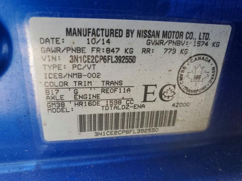 Aukcja sprzedaży 2015 Nissan Versa Note, vin: 3N1CE2CP6FL392550, numer aukcji: 53947826