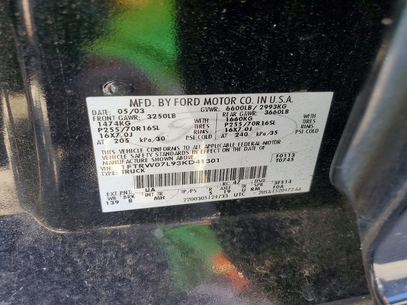 Продаж на аукціоні авто 2003 Ford F150, vin: 1FTRW07L93KD41301, номер лоту: 52085796