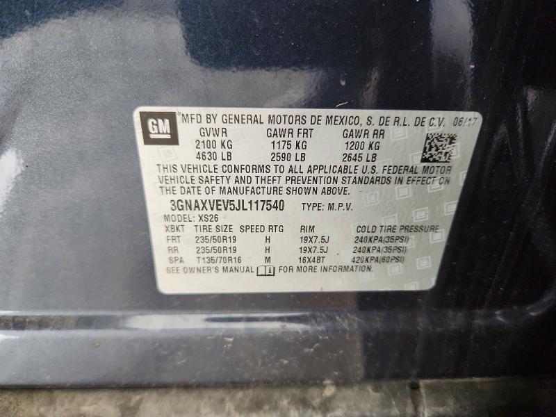 Продажа на аукционе авто 2018 Chevrolet Equinox, vin: 3GNAXVEV5JL117540, номер лота: 53447916