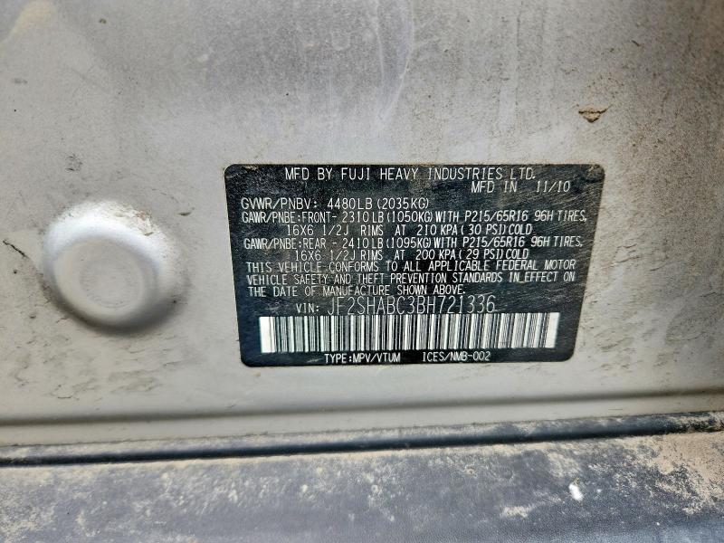 Aukcja sprzedaży 2011 Subaru Forester, vin: JF2SHABC3BH721336, numer aukcji: 54537066
