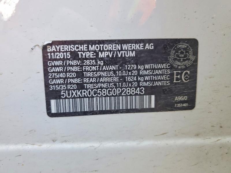 51451496 :رقم المزاد ، 5UXKR0C58G0P28843 vin ، 2016 Bmw X5 مزاد بيع