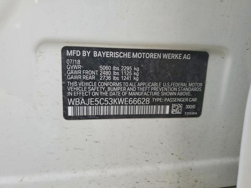 Продаж на аукціоні авто 2019 Bmw 540, vin: WBAJE5C53KWE66628, номер лоту: 52421986