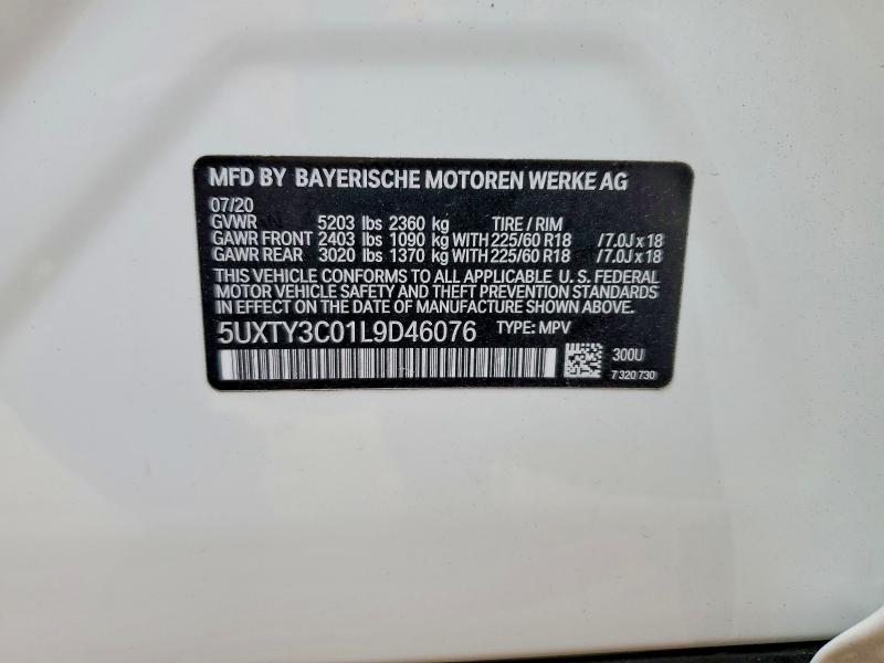 Aukcja sprzedaży 2020 Bmw X3, vin: 5UXTY3C01L9D46076, numer aukcji: 52237276
