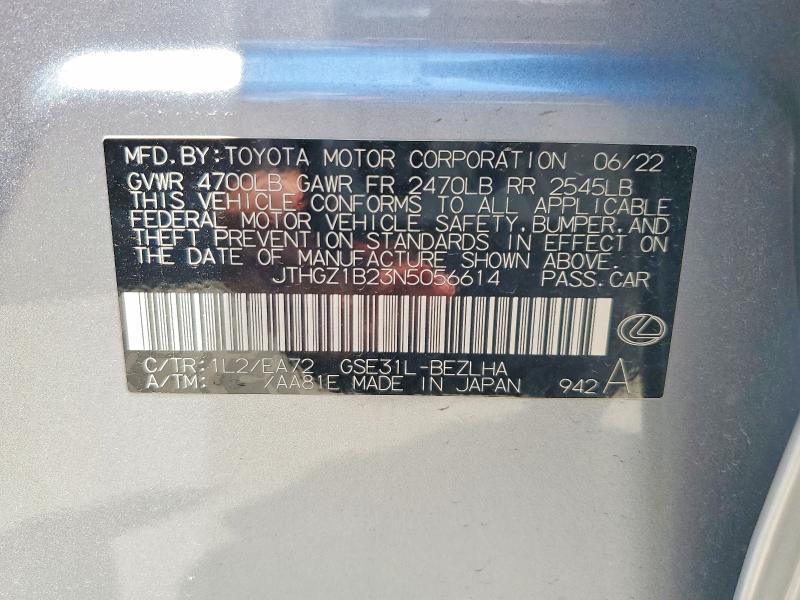 Aukcja sprzedaży 2022 Lexus Is, vin: JTHGZ1B23N5056614, numer aukcji: 52773086