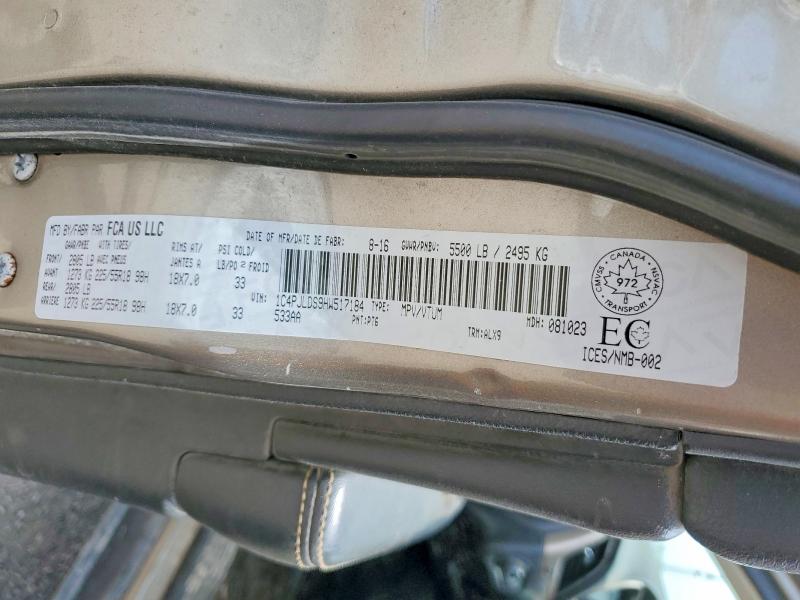 Продажа на аукционе авто 2017 Jeep Cherokee, vin: 1C4PJLDS9HW517184, номер лота: 54422206
