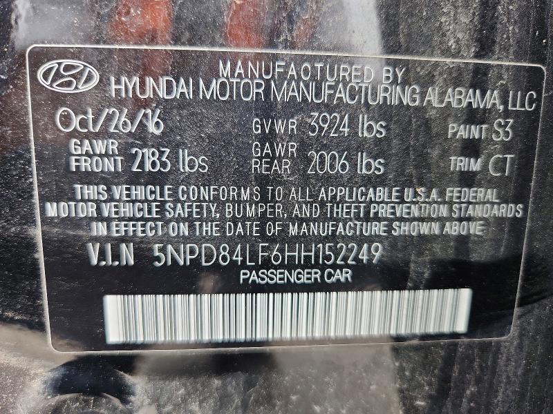 Продажа на аукционе авто 2017 Hyundai Elantra, vin: 5NPD84LF6HH152249, номер лота: 53622756