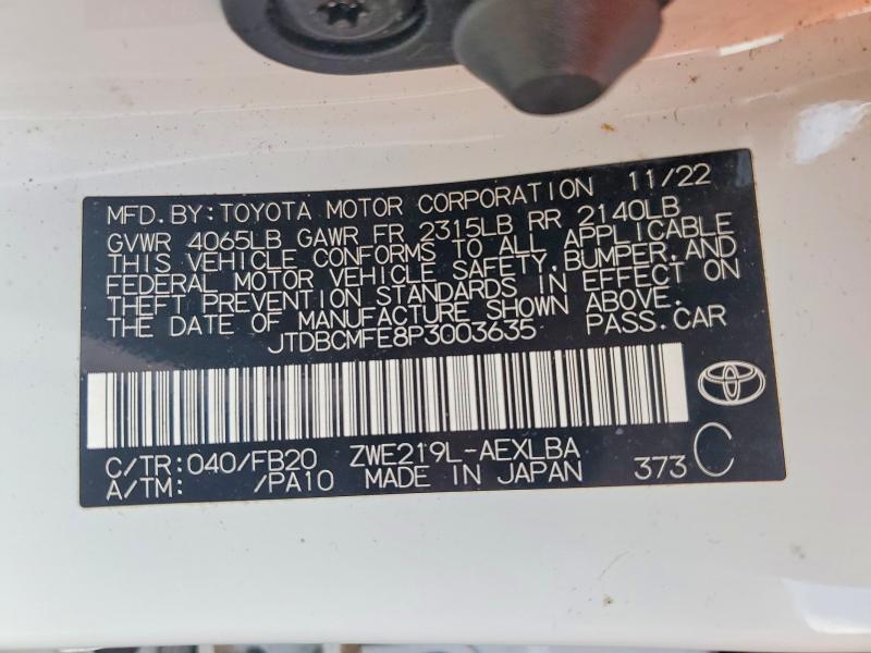 Auction sale of the 2023 Toyota Corolla, vin: JTDBCMFE8P3003635, lot number: 51889286