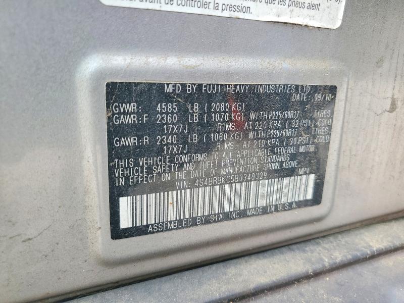 Продажа на аукционе авто 2011 Subaru Outback, vin: 4S4BRBKC5B3349329, номер лота: 52164086